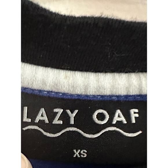 LAZY OAF Blue White Striped Embroidered Whale Nautical Tee T-Shirt - Women’s XS - Picture 4 of 6
